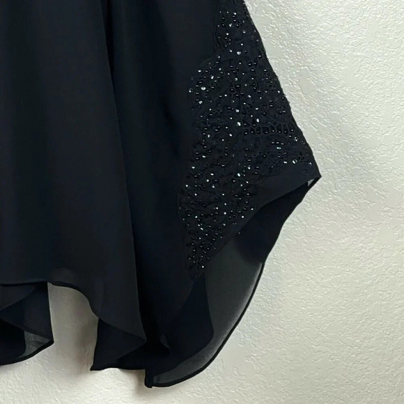 Together Dress Sz 4 Fit & Flare Maxi Sleeveless Handkerchief Hem Cocktail Black - Picture 6 of 8